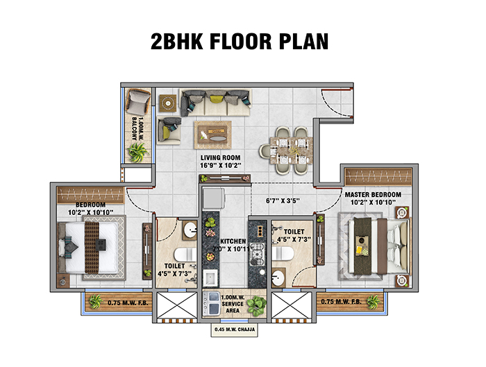 Haware My First Home Shilphata - 1 BHK Floor Plan